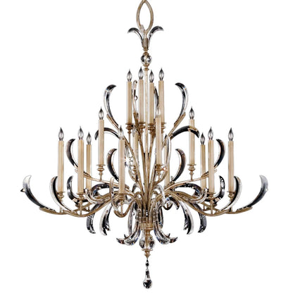 Beveled Arcs Sixteen-Light Two-Tier Beveled Crystal Chandelier
