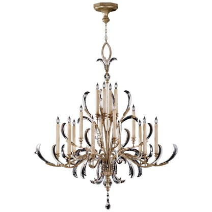 Beveled Arcs Sixteen-Light Two-Tier Beveled Crystal Chandelier