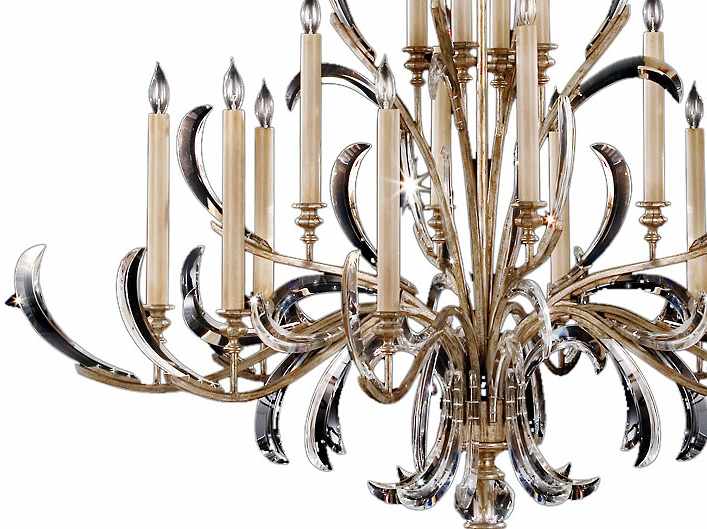 Beveled Arcs Sixteen-Light Two-Tier Beveled Crystal Chandelier
