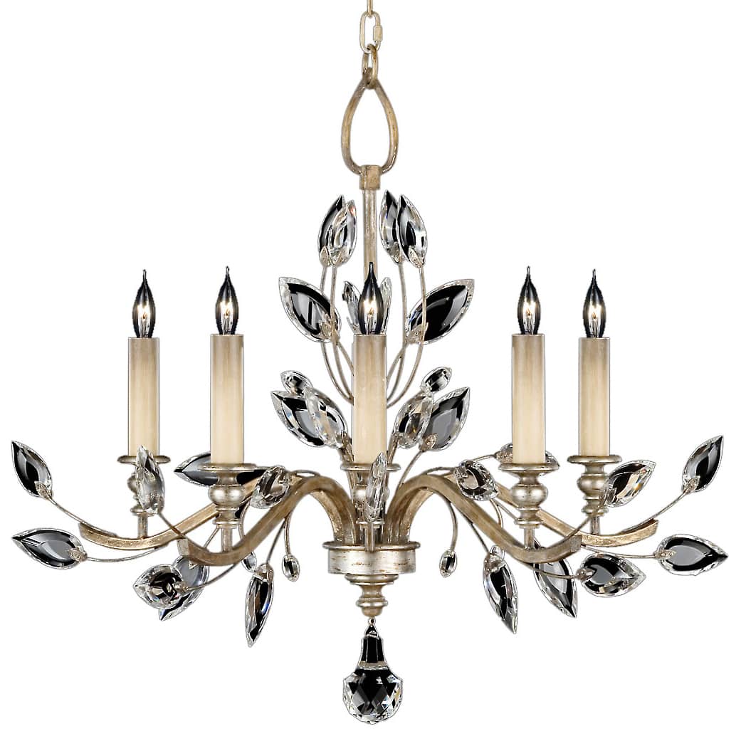 Crystal Laurel Five-Light 2 Tier Chandelier with Bold-Cut Stylized Crystal Leaves