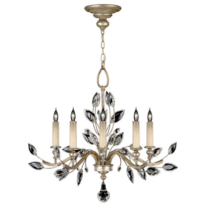 Fine Art Handcrafted Lighting Crystal Laurel Five-Light 2 Tier Chandelier with Bold-Cut Stylized Crystal Leaves