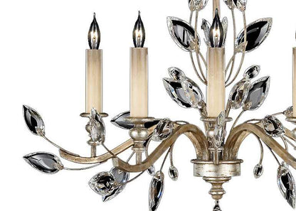 Crystal Laurel Five-Light 2 Tier Chandelier with Bold-Cut Stylized Crystal Leaves