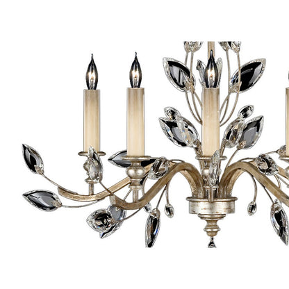 Fine Art Handcrafted Lighting Crystal Laurel Five-Light 2 Tier Chandelier with Bold-Cut Stylized Crystal Leaves
