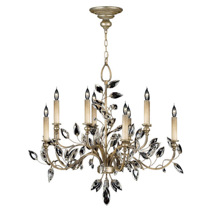 Crystal Laurel Ten-Light Two-Tier Chandelier with Bold-Cut Stylized Crystal Leaves