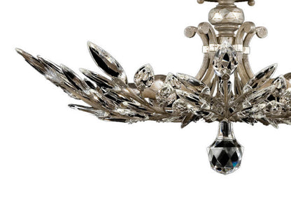Crystal Laurel 29" Diameter Five-Light Semi-Flush Mount Ceiling Fixture with Bold-Cut Stylized Crystal Leaves