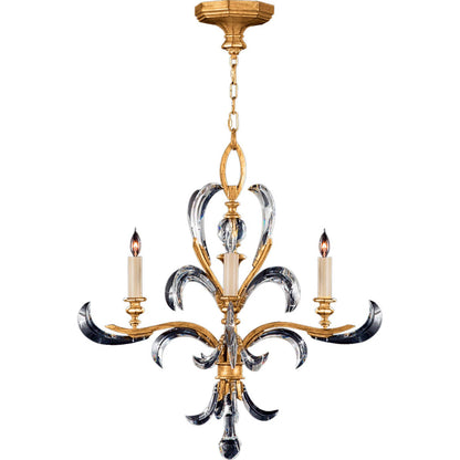 Beveled Arcs Gold Four-Light Single-Tier Beveled Crystal Chandelier