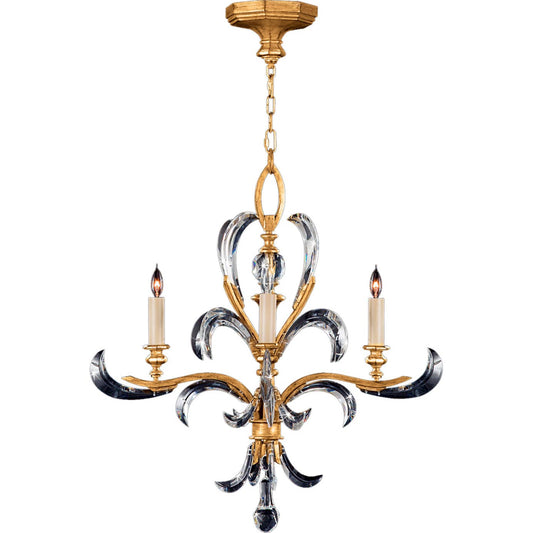 Beveled Arcs Gold Four-Light Single-Tier Beveled Crystal Chandelier