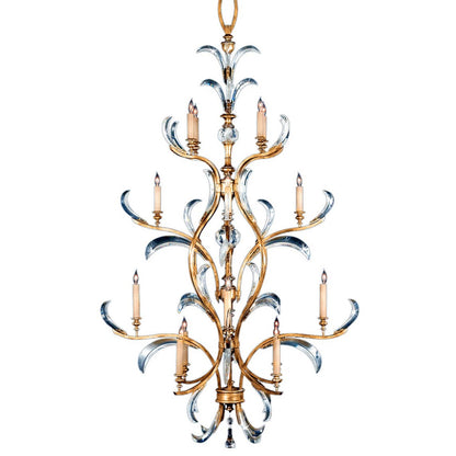 Beveled Arcs Gold Sixteen-Light Three-Tier Beveled Crystal Chandelier