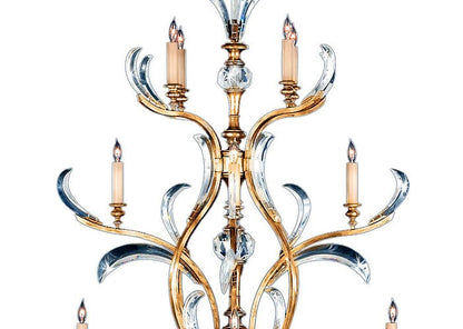 Beveled Arcs Gold Sixteen-Light Three-Tier Beveled Crystal Chandelier