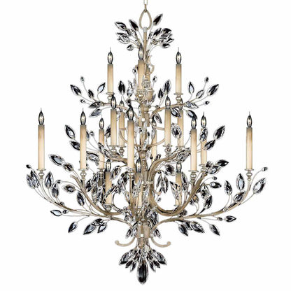 Crystal Laurel Twenty-Light Two-Tier Chandelier with Bold-Cut Stylized Crystal Leaves