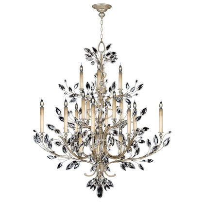 Crystal Laurel Twenty-Light Two-Tier Chandelier with Bold-Cut Stylized Crystal Leaves