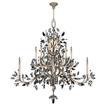 Crystal Laurel Twenty-Light Three-Tier Chandelier with Bold-Cut Stylized Crystal Leaves