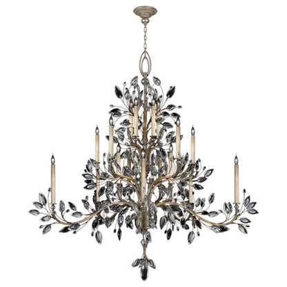 Fine Art Handcrafted Lighting Crystal Laurel Twenty-Light Three-Tier Chandelier with Bold-Cut Stylized Crystal Leaves