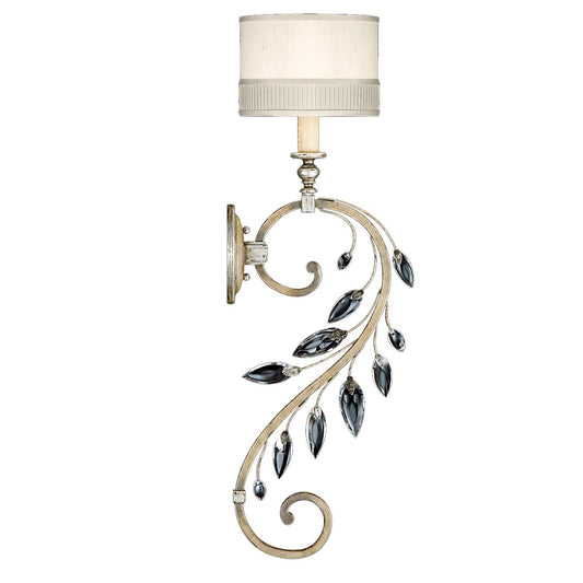 Crystal Laurel Single-Light Wall Sconce with Bold-Cut Stylized Crystal Leaves