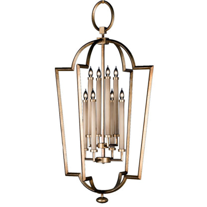 Fine Art Handcrafted Lighting Allegretto Gold Eight-Light Foyer Pendant with Faux Candle Accents
