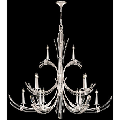 Fine Art Handcrafted Lighting Trevi 15 Light 56" Wide Crystal Abstract Chandelier