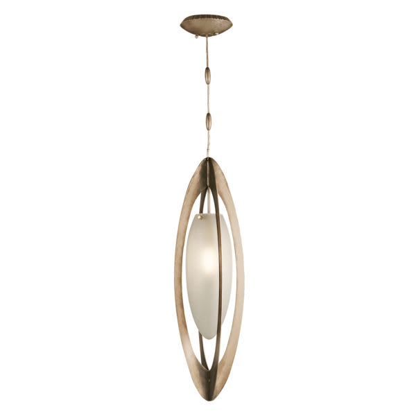 Staccato Silver Single-Light Mini Pendant with Repeating Bold Profile Lines