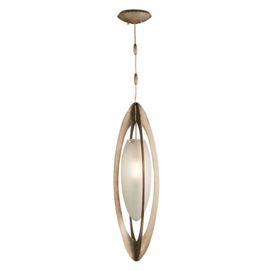 Staccato Silver Single-Light Mini Pendant with Repeating Bold Profile Lines