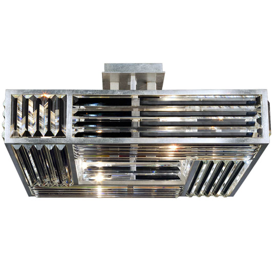 Crystal Enchantment 25" Diameter Four-Light Semi-Flush Mount Ceiling Fixture with Multi-Faceted Crystal Panels