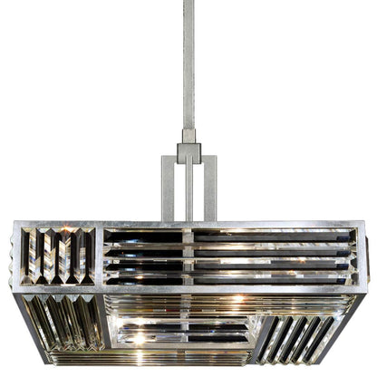Crystal Enchantment Four-Light Single-Tier Chandelier with Multi-Faceted Crystal Panels