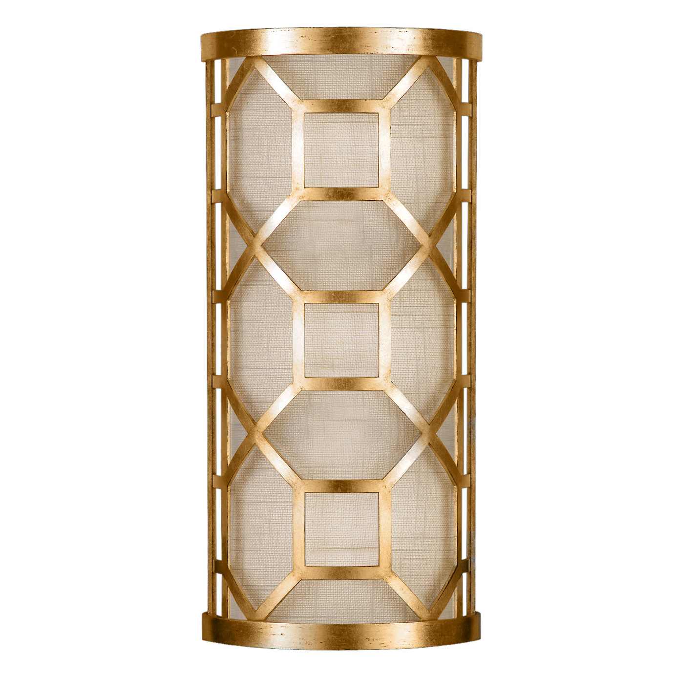 Allegretto Gold Two-Light Wall Sconce with White Textured Linen Shade