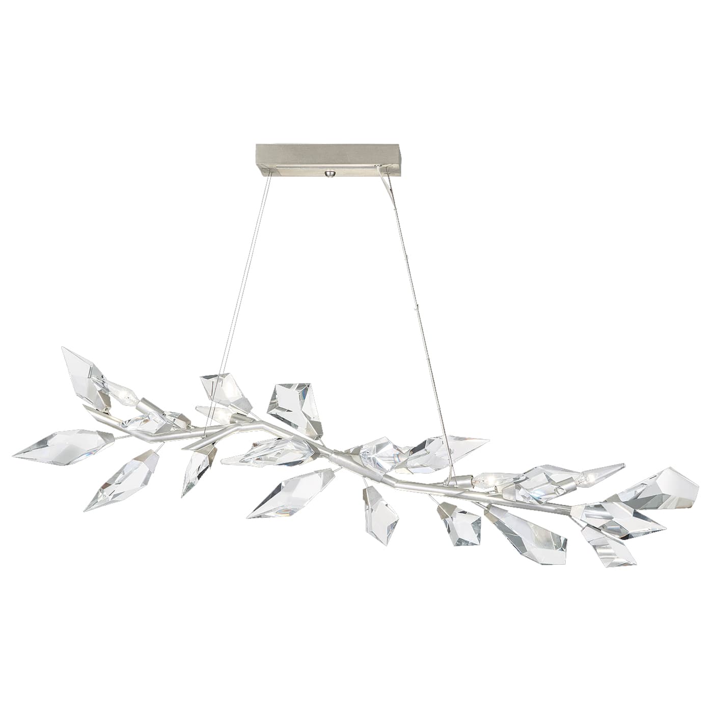 Foret 48" Linear Pendant with Hand-cut Faceted Crystal Leaves
