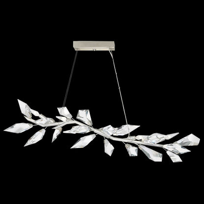 Foret 48" Linear Pendant with Hand-cut Faceted Crystal Leaves