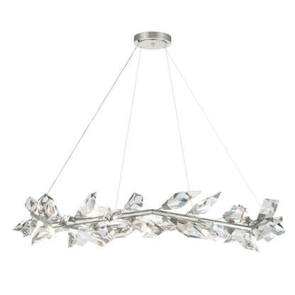 Foret 55" Round Pendant with Hand-cut Faceted Crystal Leaves