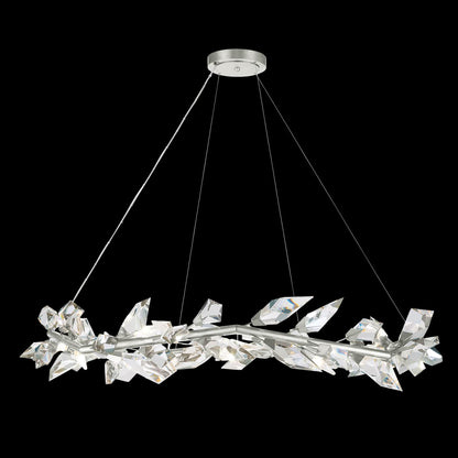 Foret 55" Round Pendant with Hand-cut Faceted Crystal Leaves