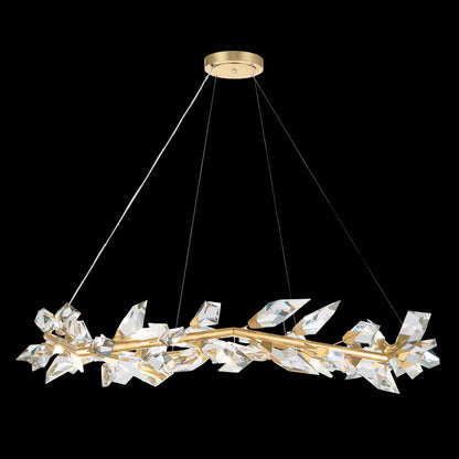 Foret 55" Round Pendant with Hand-cut Faceted Crystal Leaves