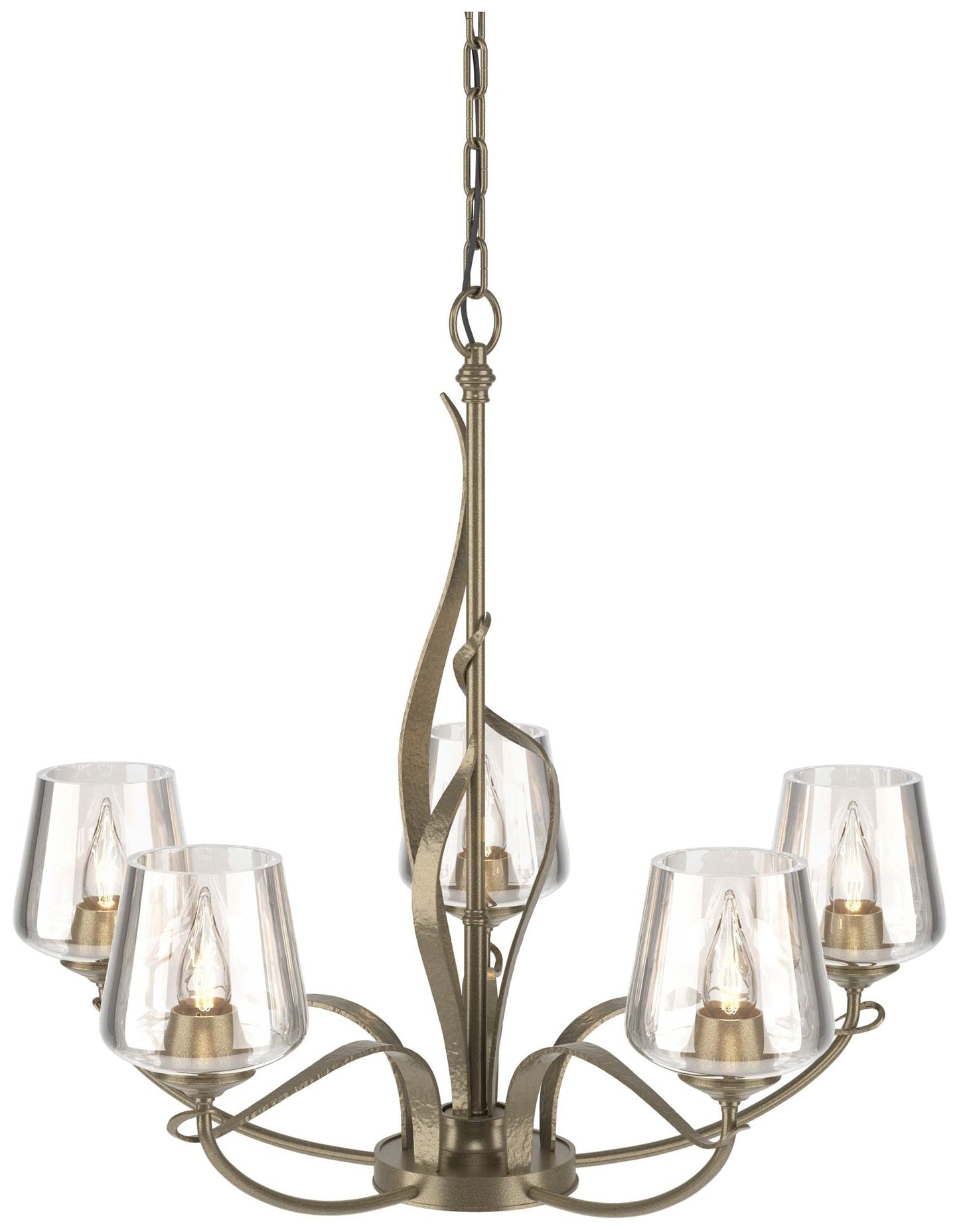 Flora Soft Gold 5 Arm Chandelier With Clear Glass