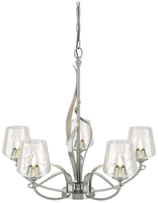 Flora Sterling 5 Arm Chandelier With Clear Glass