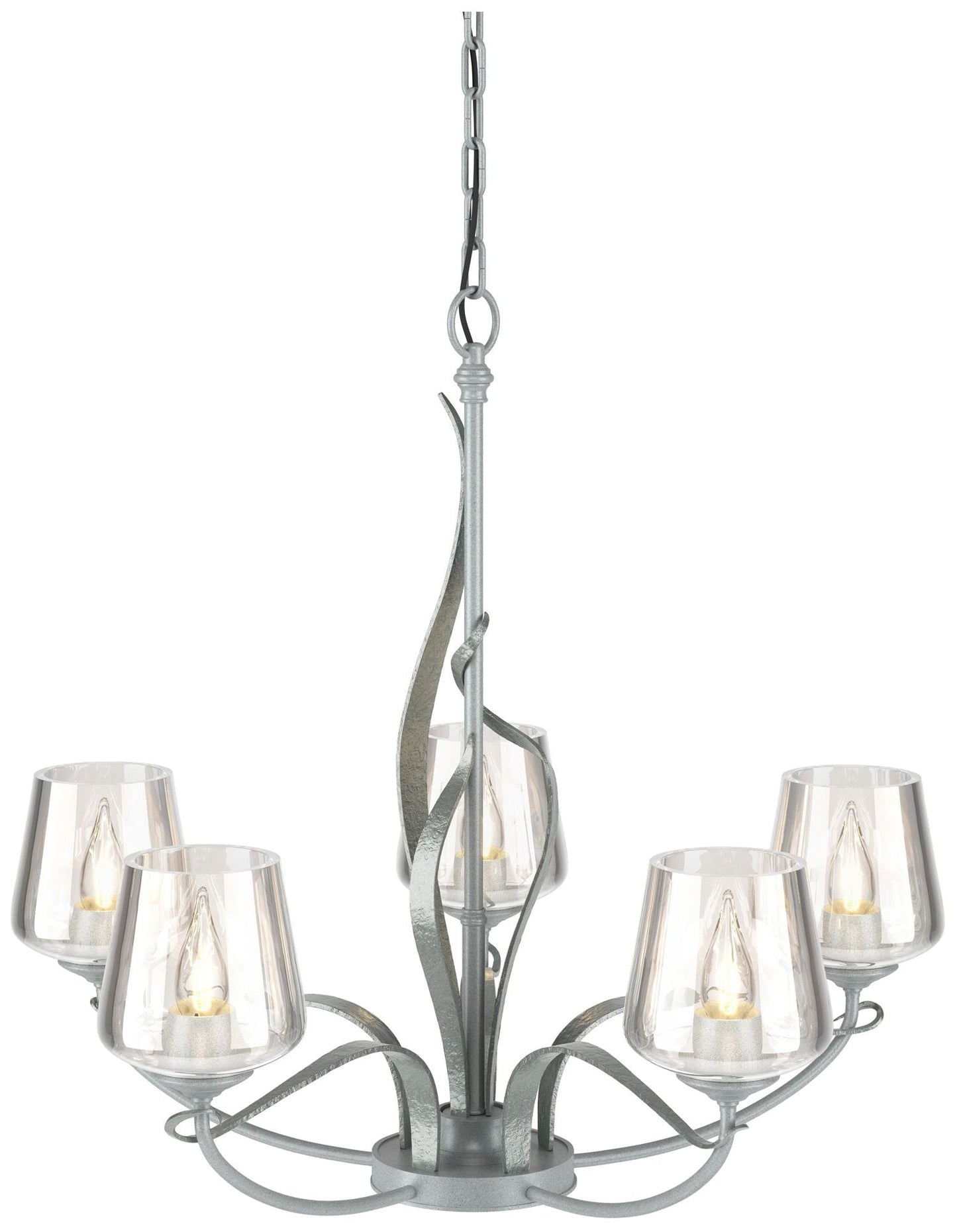 Flora Vintage Platinum 5 Arm Chandelier With Clear Glass