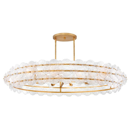 Fredrick Ramond Rene 10 Light 60" Wide Ring Chandelier with Pressed Glass Disks