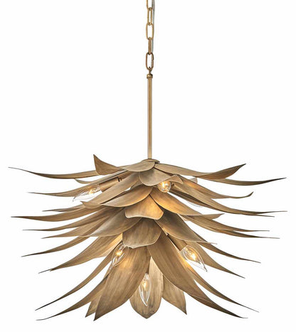 Agave 7 Light 26" Wide Taper Candle Pendant with Hand Sculpted Steel Leaves