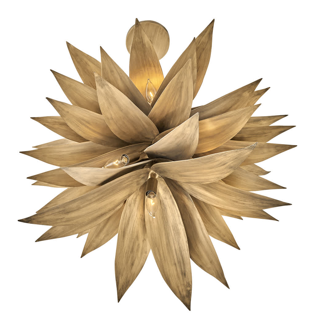 Agave 7 Light 26" Wide Taper Candle Pendant with Hand Sculpted Steel Leaves