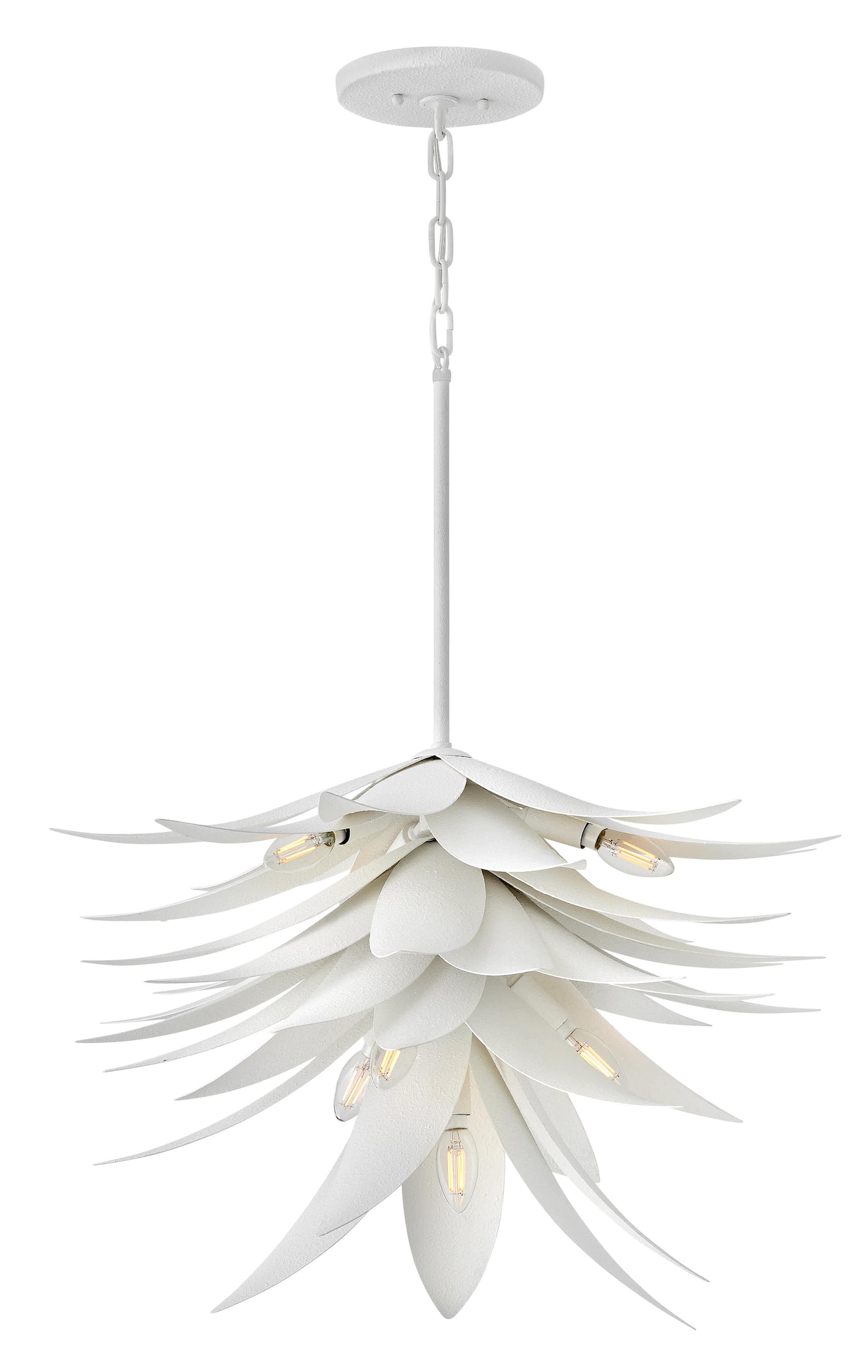 Agave 7 Light 26" Wide Taper Candle Pendant with Hand Sculpted Steel Leaves