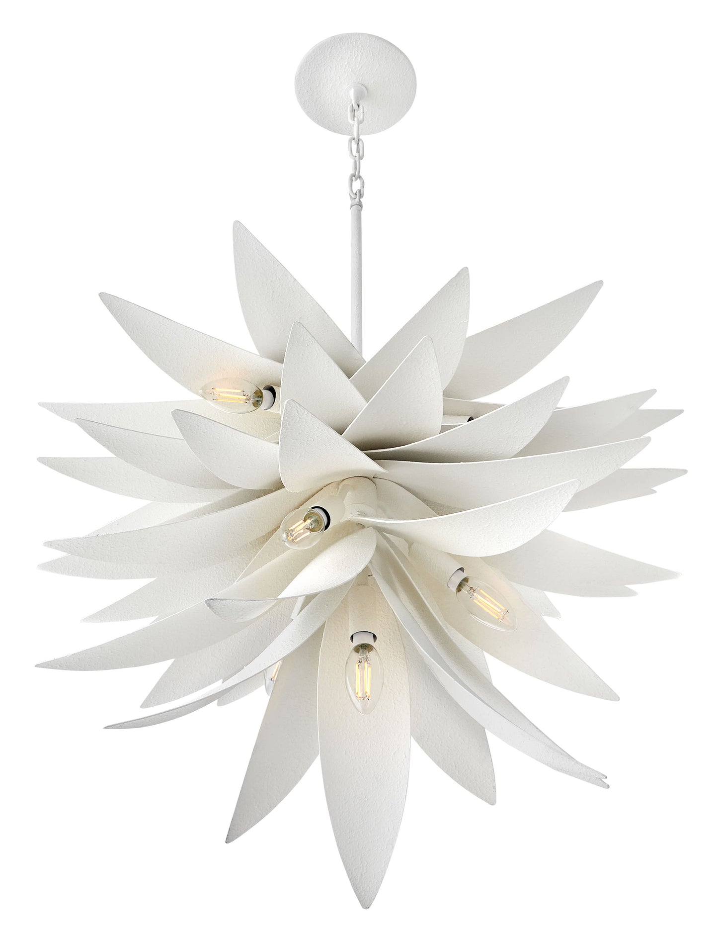 Agave 7 Light 26" Wide Taper Candle Pendant with Hand Sculpted Steel Leaves