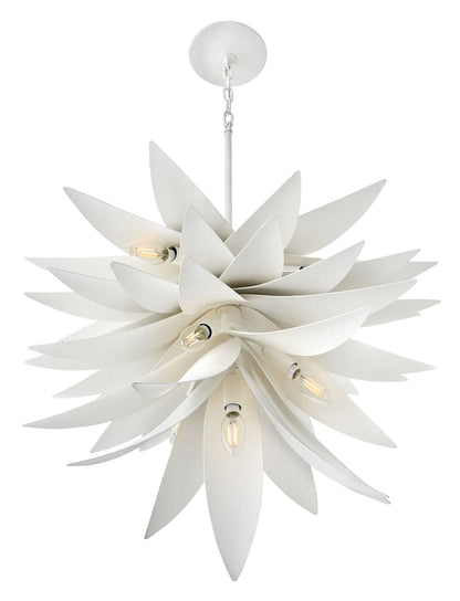 Agave 7 Light 26" Wide Taper Candle Pendant with Hand Sculpted Steel Leaves