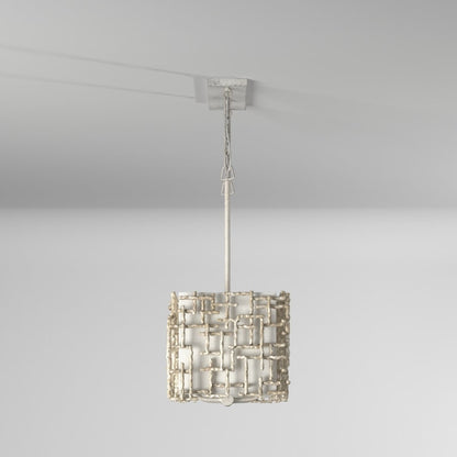 Fredrick Ramond Farrah 8 Light 48" Wide Linear Chandelier with a Linen Shade and Hand-Made Crosshatch Bars