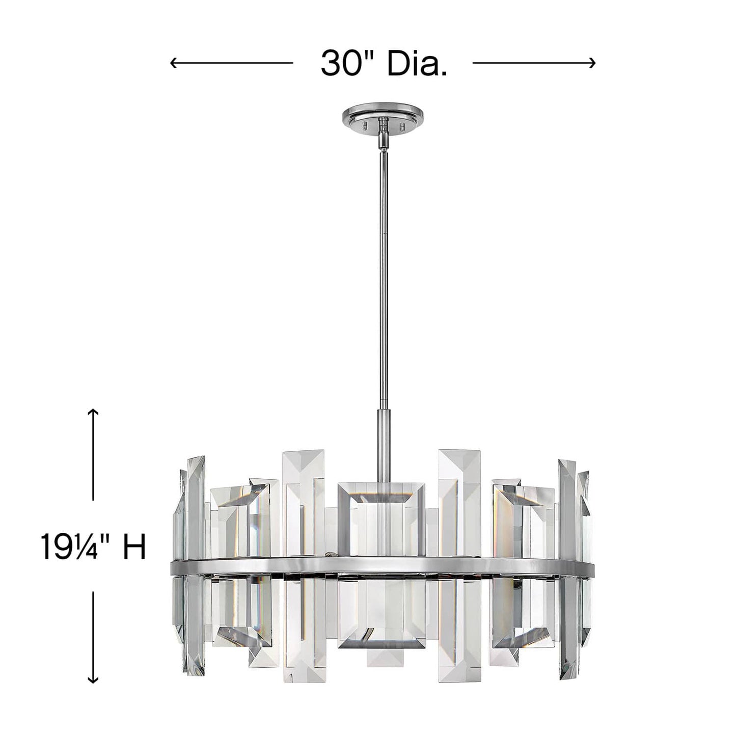 Odette 9 Light 30" Wide Drum Chandelierwith Emerald Cut Crystal Panels