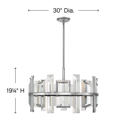 Odette 9 Light 30" Wide Drum Chandelierwith Emerald Cut Crystal Panels
