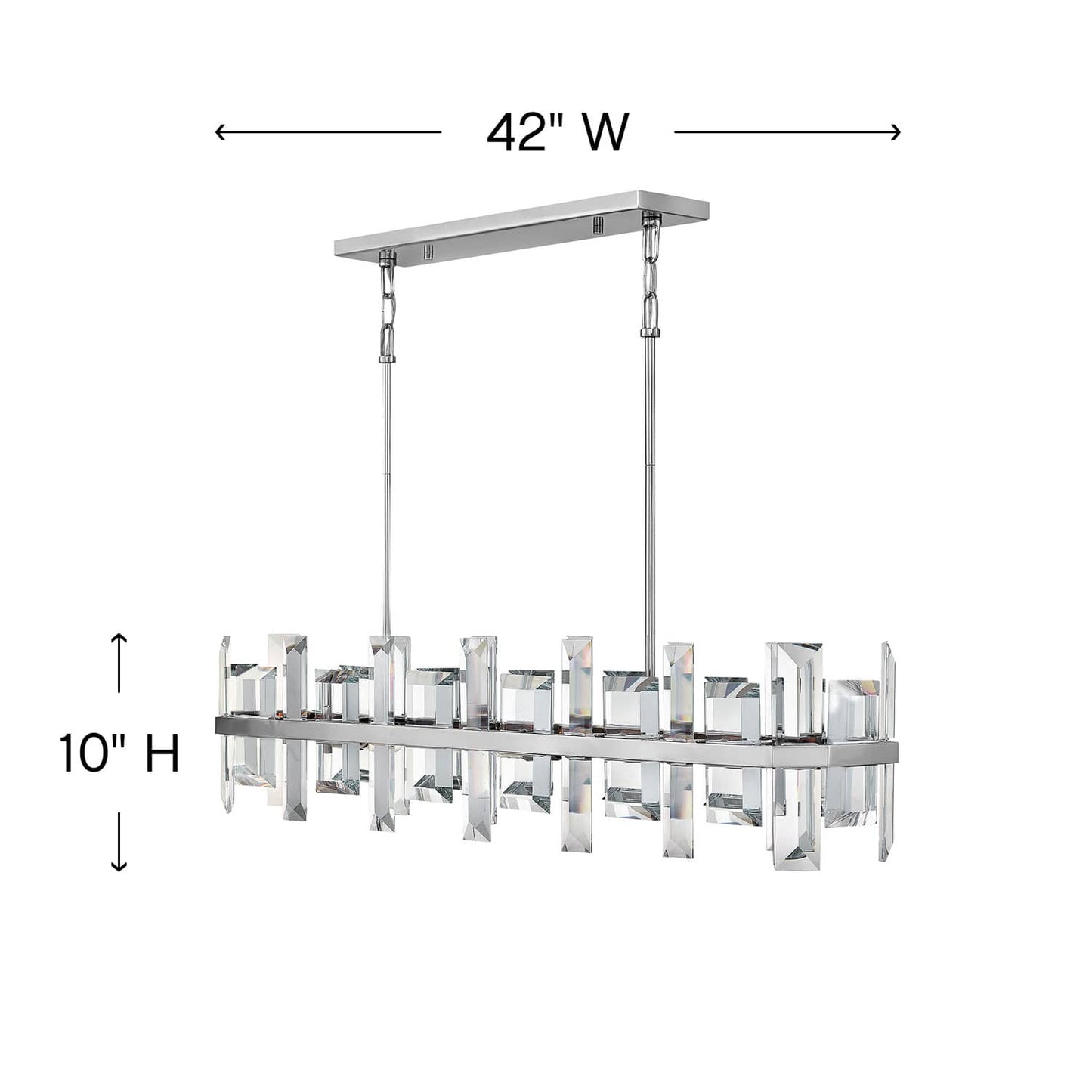 Odette 8 Light 42" Wide Linear Chandelierwith Emerald Cut Crystal Panels