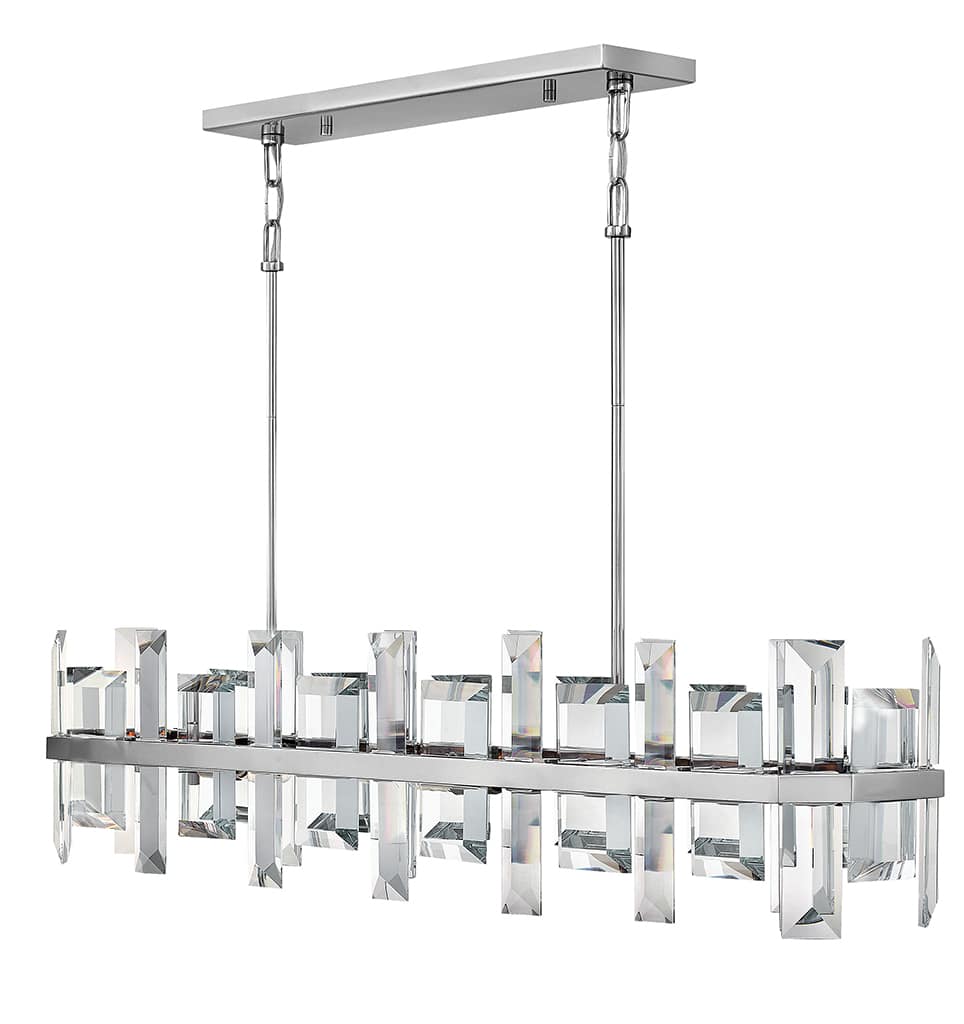 Odette 8 Light 42" Wide Linear Chandelierwith Emerald Cut Crystal Panels