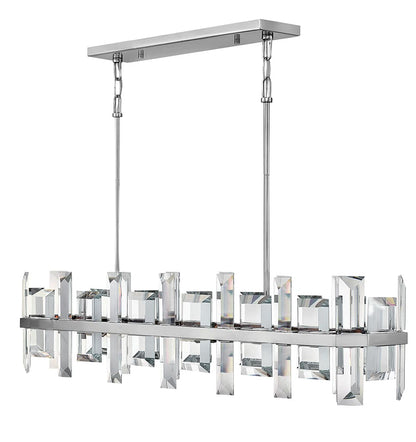 Odette 8 Light 42" Wide Linear Chandelierwith Emerald Cut Crystal Panels