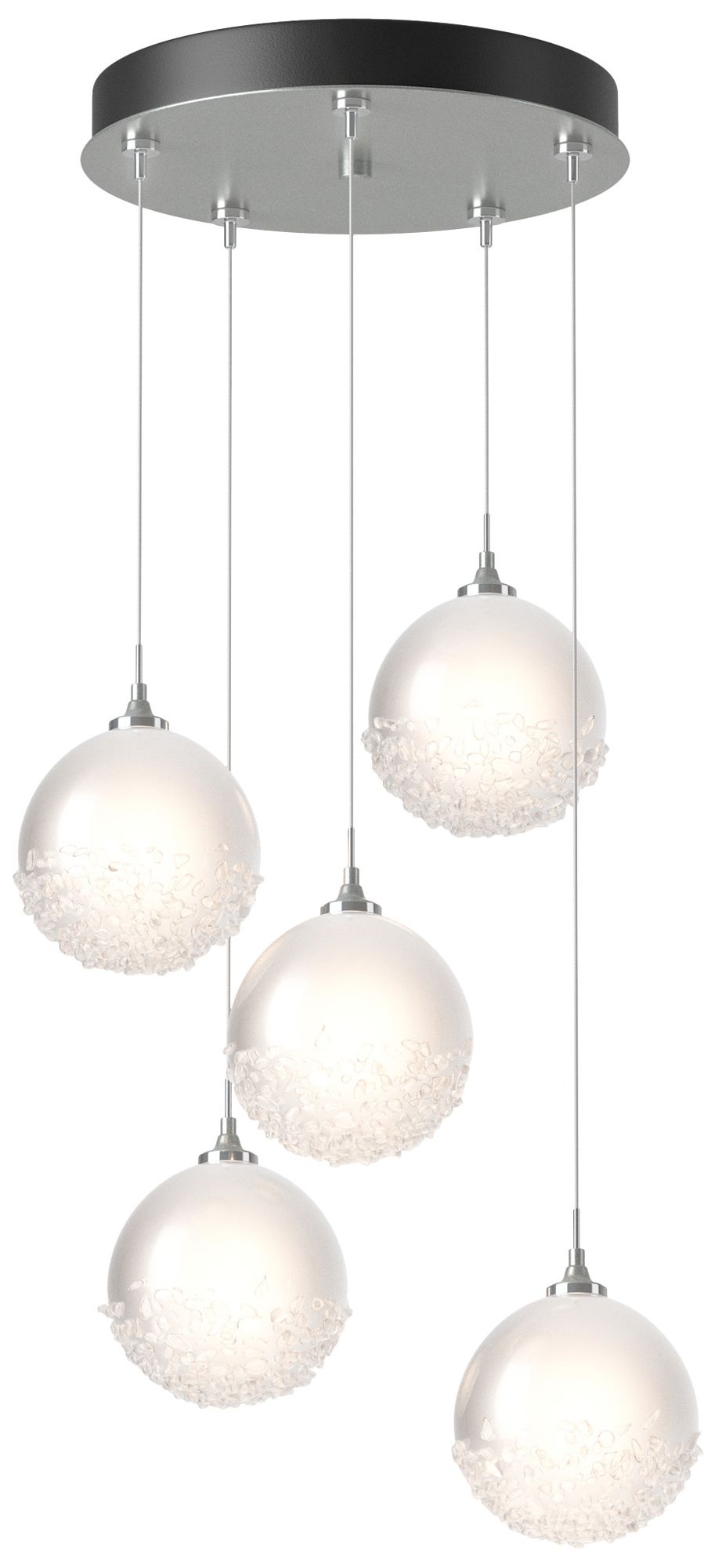 Fritz Globe 15.4"W 5-Light Vintage Platinum Long Pendant w/ Frosted Sh