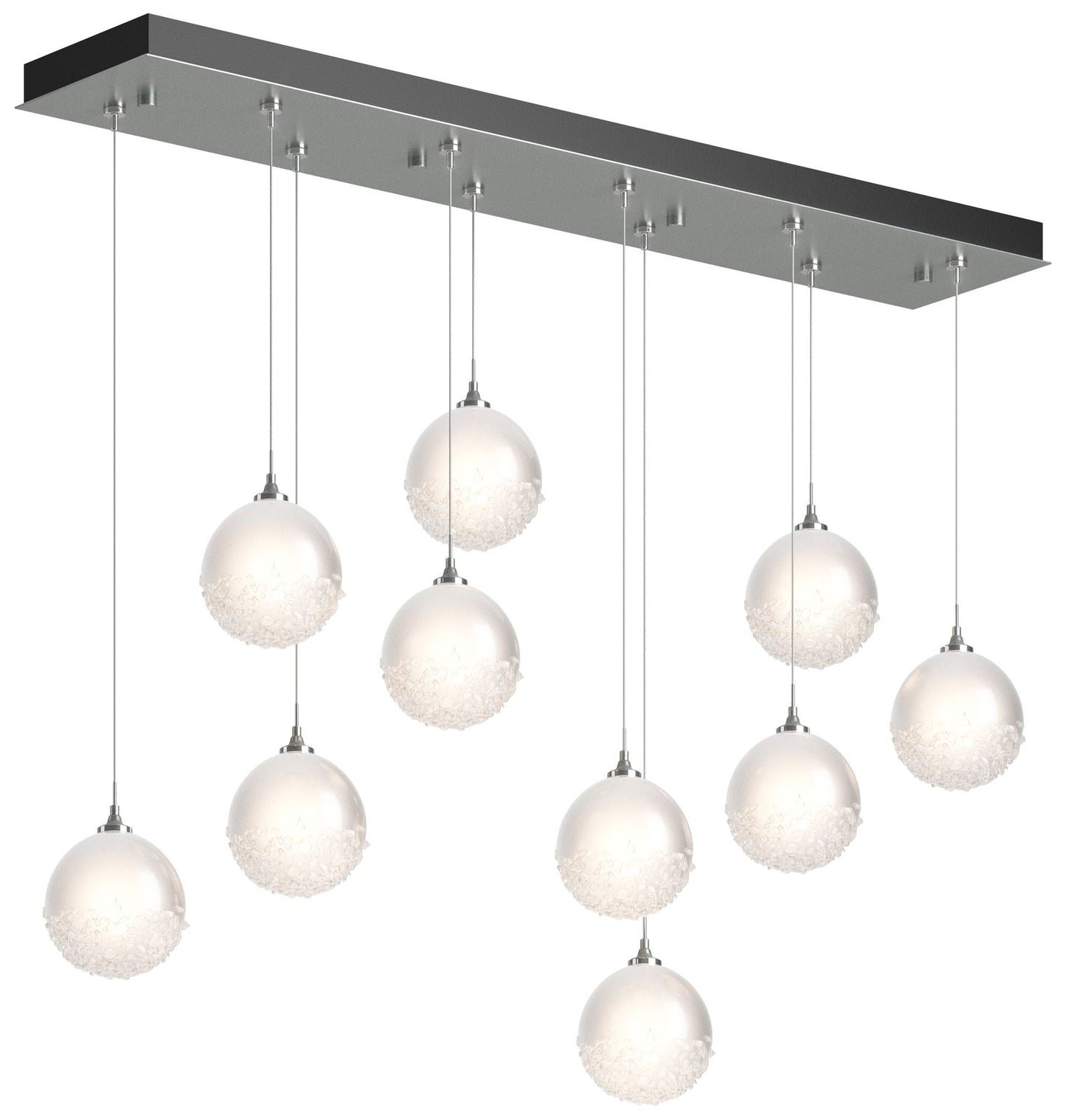 Fritz Globe 9.4"W 10-Light Vintage Platinum Long Pendant w/ Frosted Sh