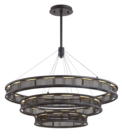 Fuze 39" Wide Modern Bronze 3-Tier LED Pendant Light