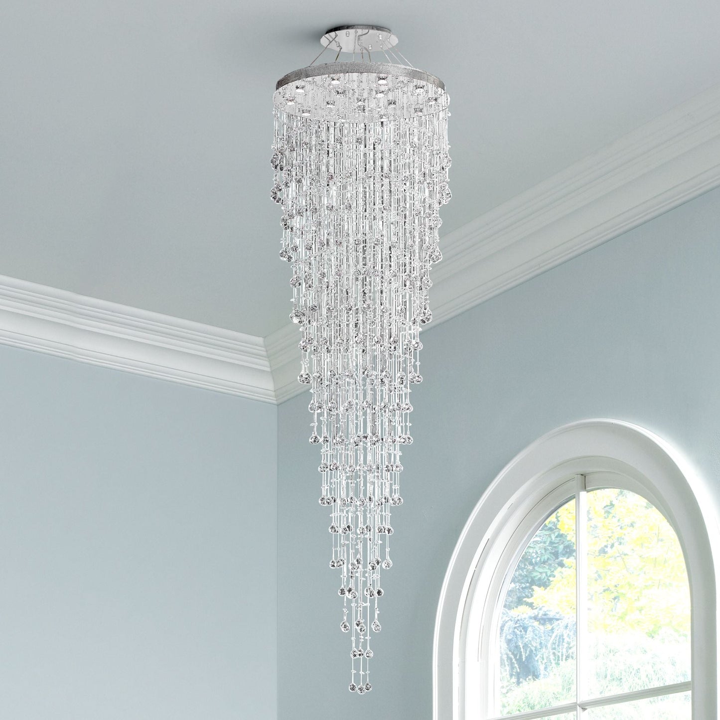 Galaxy 36" Wide Chrome and Crystal 16-Light Chandelier