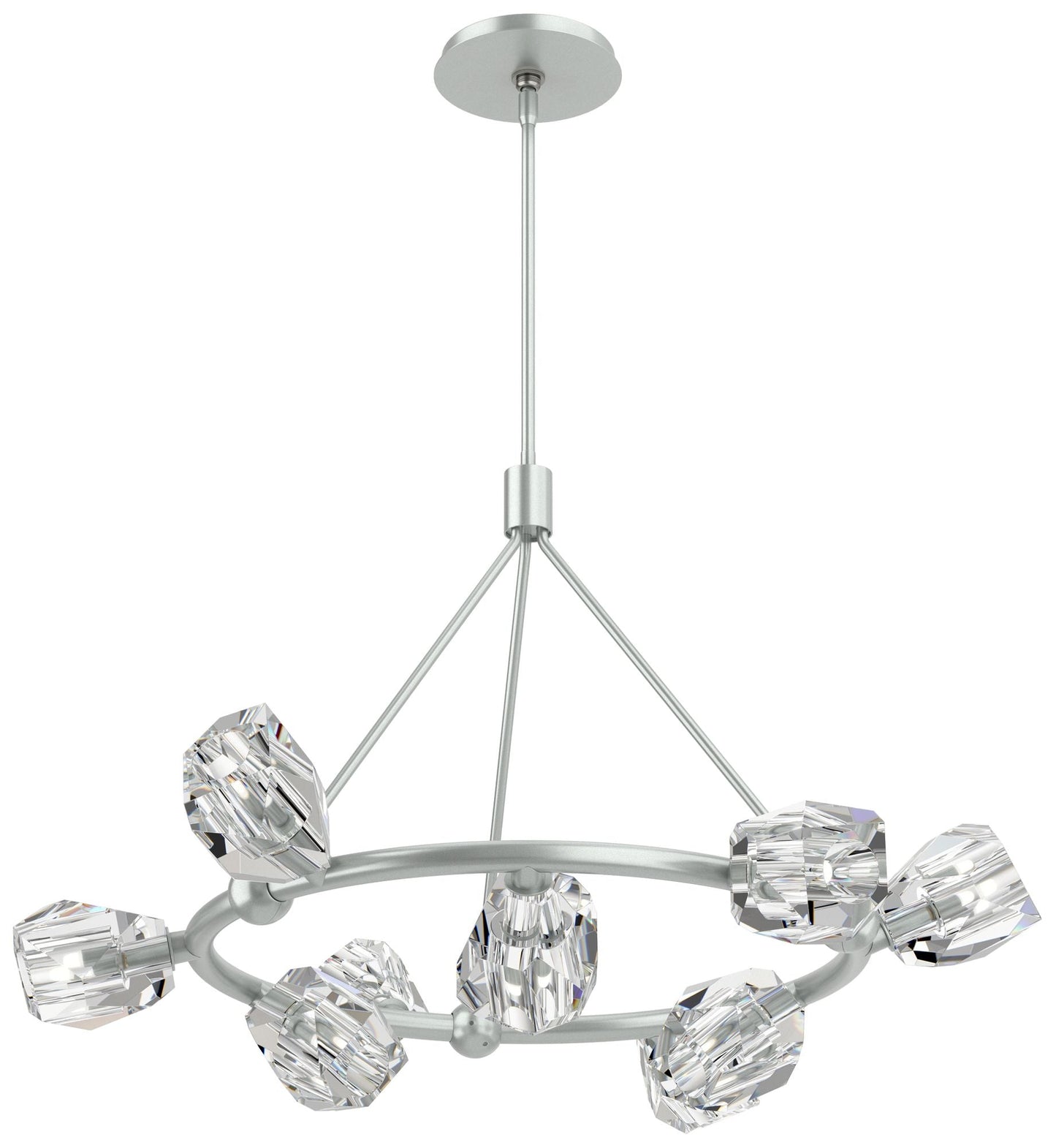 Gatsby 31.7" Wide 9-Light Crystal Vintage Platinum Ring Pendant
